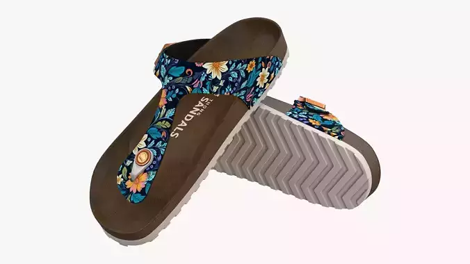 Thong Sandals Floral 3D model