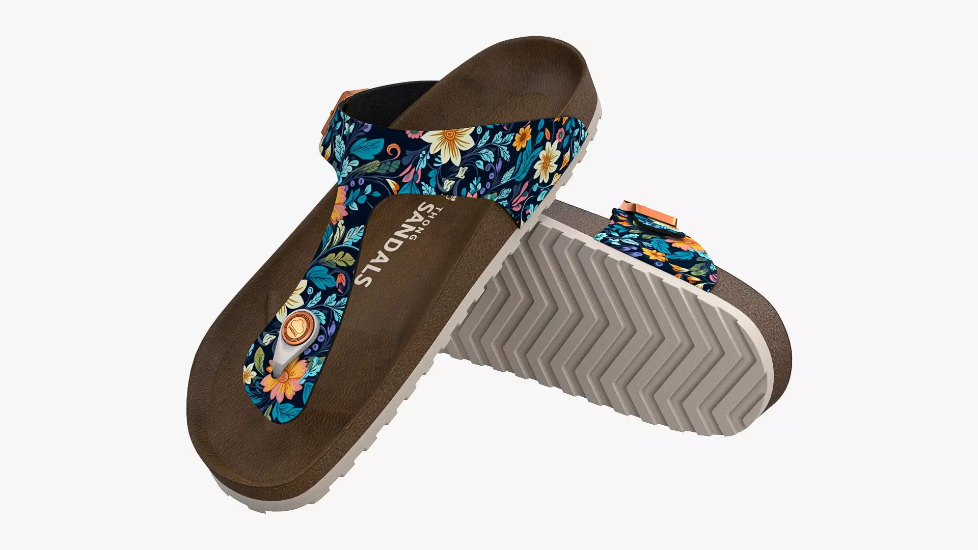 Thong Sandals Floral 3D model
