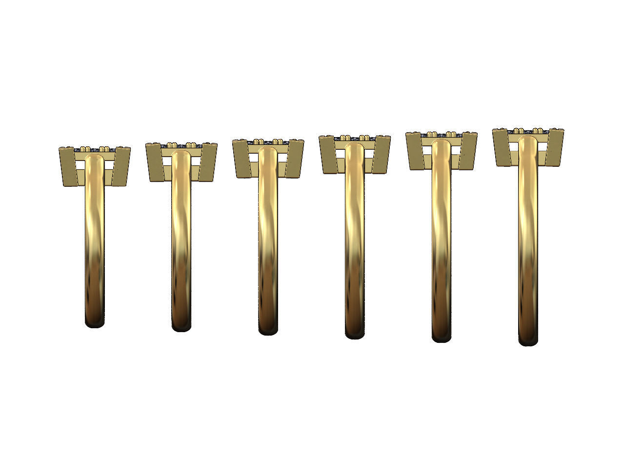 Square bezel cluster diamond ring Us sizes 5to10 3D print model_2