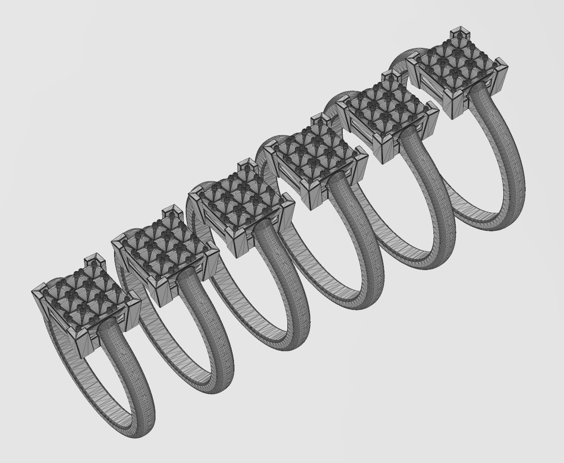 Square bezel cluster diamond ring Us sizes 5to10 3D print model_13