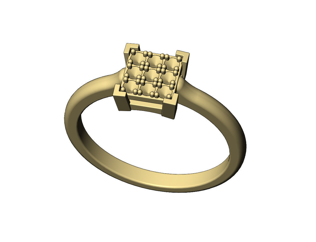 Square bezel cluster diamond ring Us sizes 5to10 3D print model_6