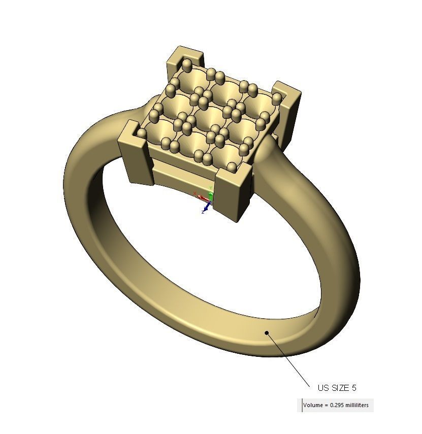 Square bezel cluster diamond ring Us sizes 5to10 3D print model_11