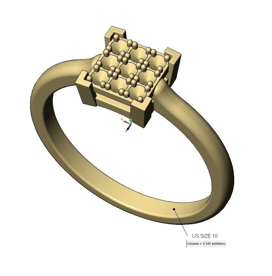 Square bezel cluster diamond ring Us sizes 5to10 3D print model_12
