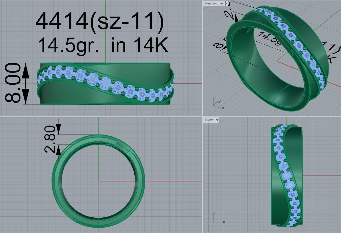 Diamond Wave Ring 4414 3D print model_5