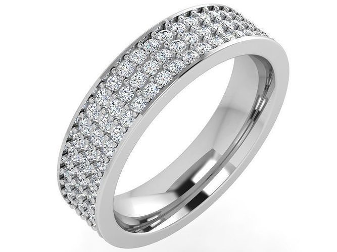Three Row Diamond Ring 4415 3D print model