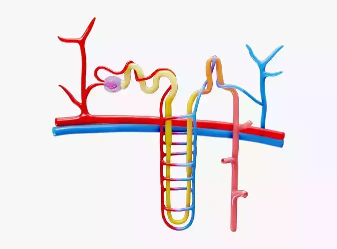 Kidney Nephron Structure Anatomy 3D model