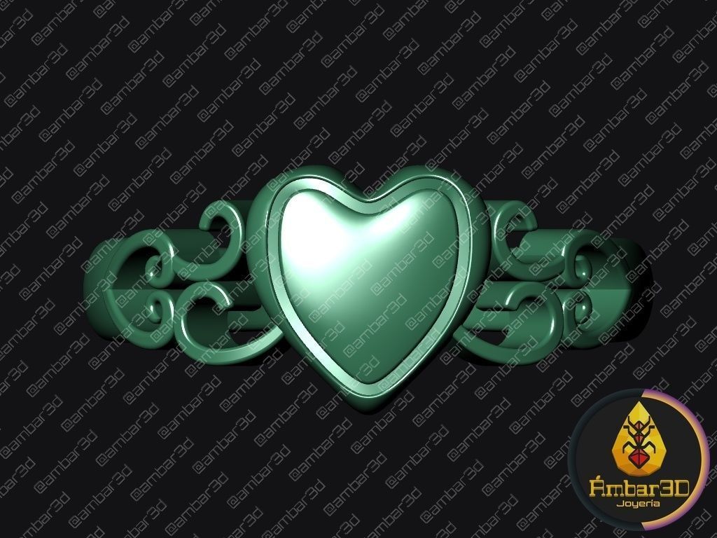 Engraved Affection Customizable Heart Signet Ring 3D print model_2