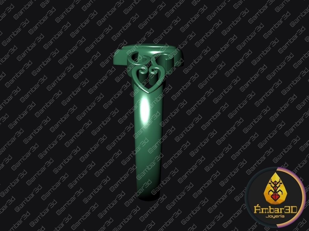 Engraved Affection Customizable Heart Signet Ring 3D print model_4