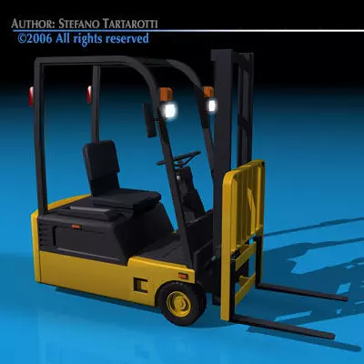 Forklift collection barrels on pallet with 3D model