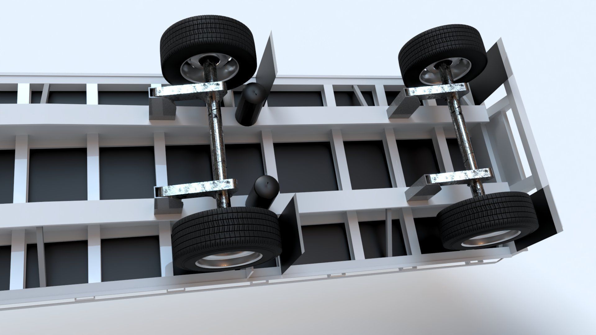 Flat Bed Trailer for a DAF XF Truck Low-poly 3D model_8