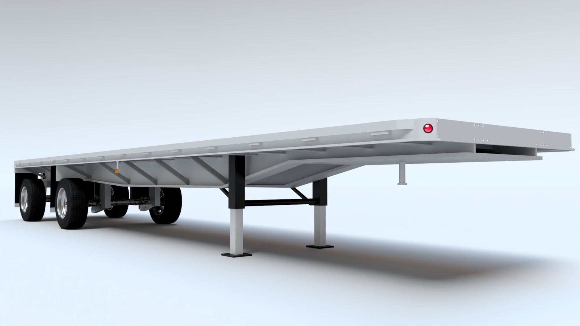 Flat Bed Trailer for a DAF XF Truck Low-poly 3D model_1