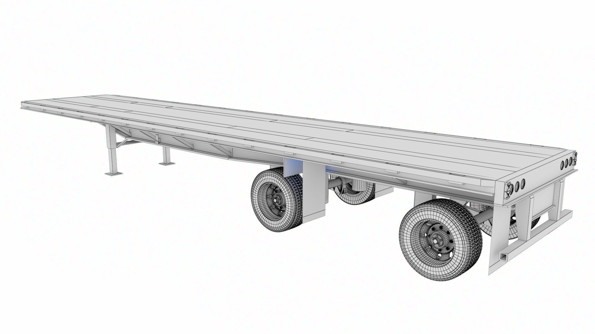 Flat Bed Trailer for a DAF XF Truck Low-poly 3D model_14