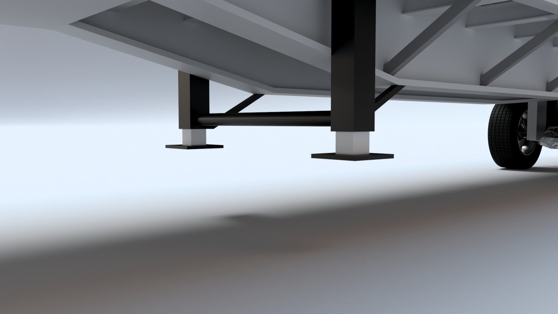 Flat Bed Trailer for a DAF XF Truck Low-poly 3D model_11