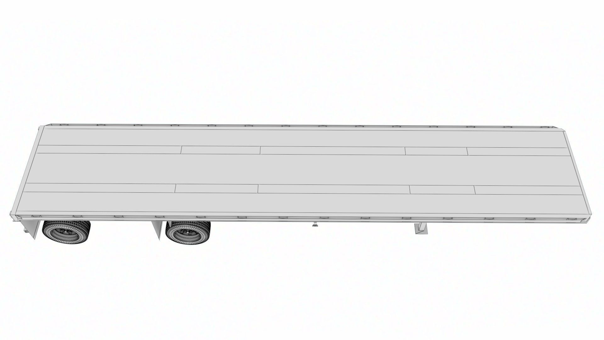 Flat Bed Trailer for a DAF XF Truck Low-poly 3D model_21
