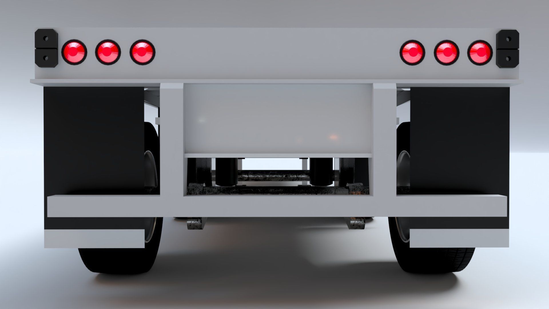 Flat Bed Trailer for a DAF XF Truck Low-poly 3D model_6