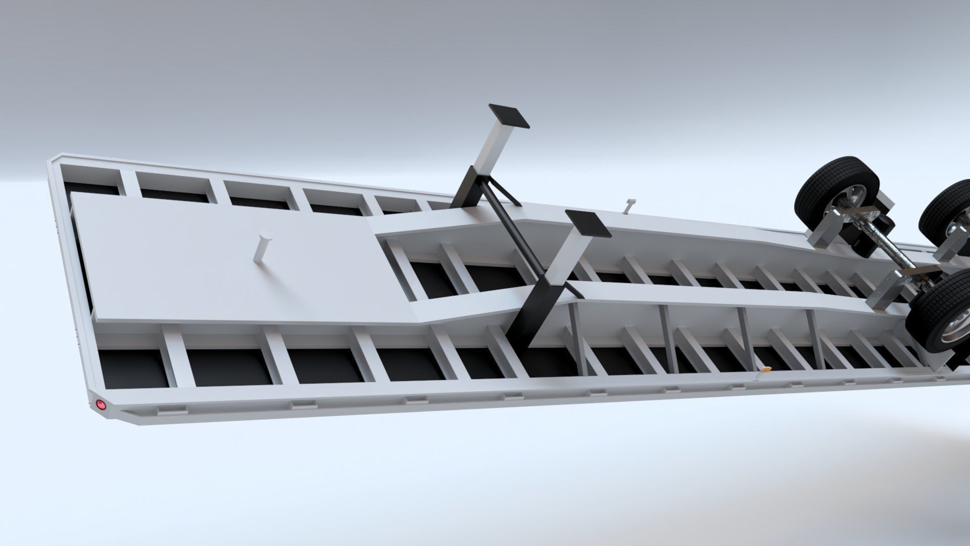 Flat Bed Trailer for a DAF XF Truck Low-poly 3D model_7