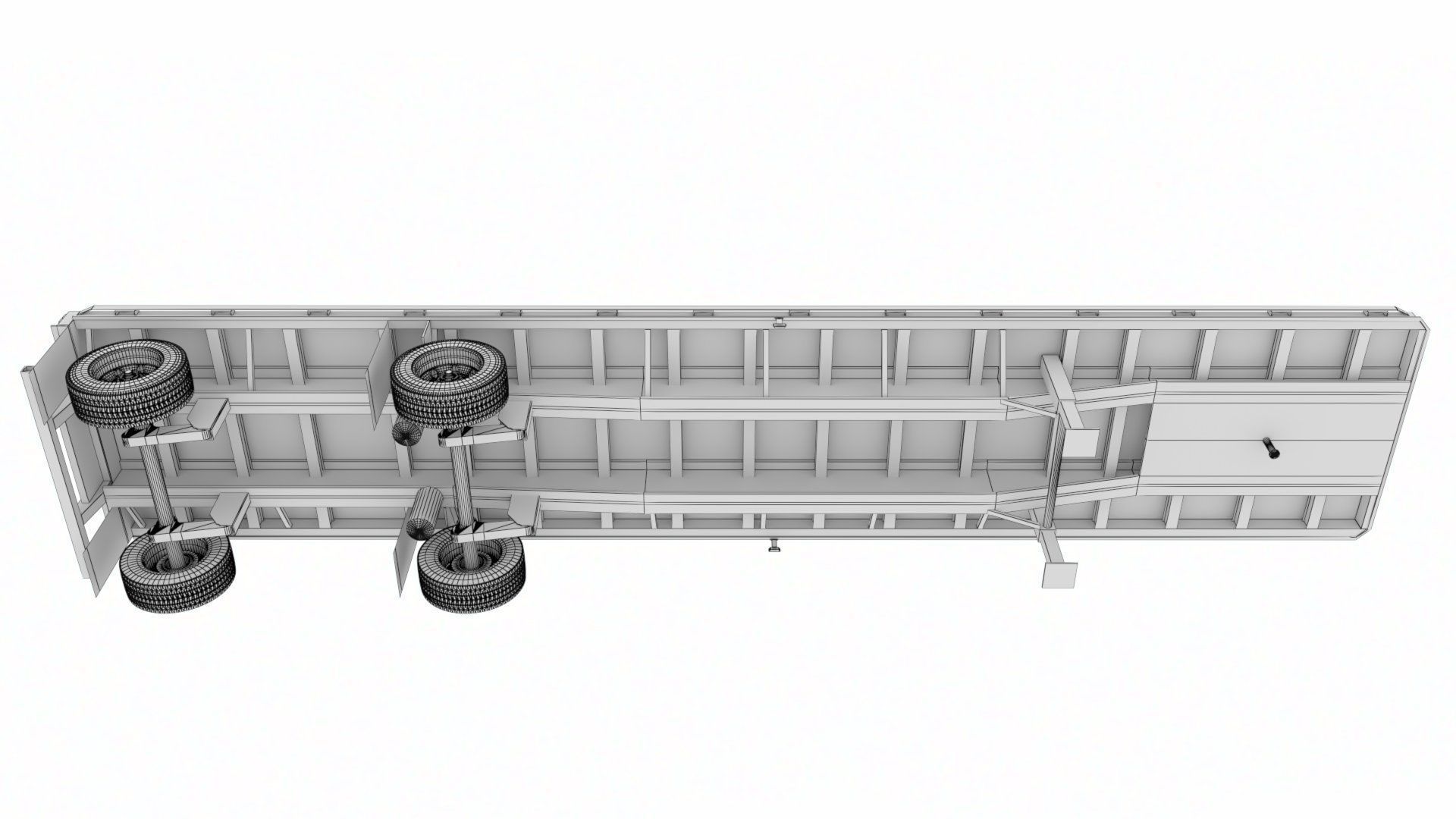 Flat Bed Trailer for a DAF XF Truck Low-poly 3D model_20