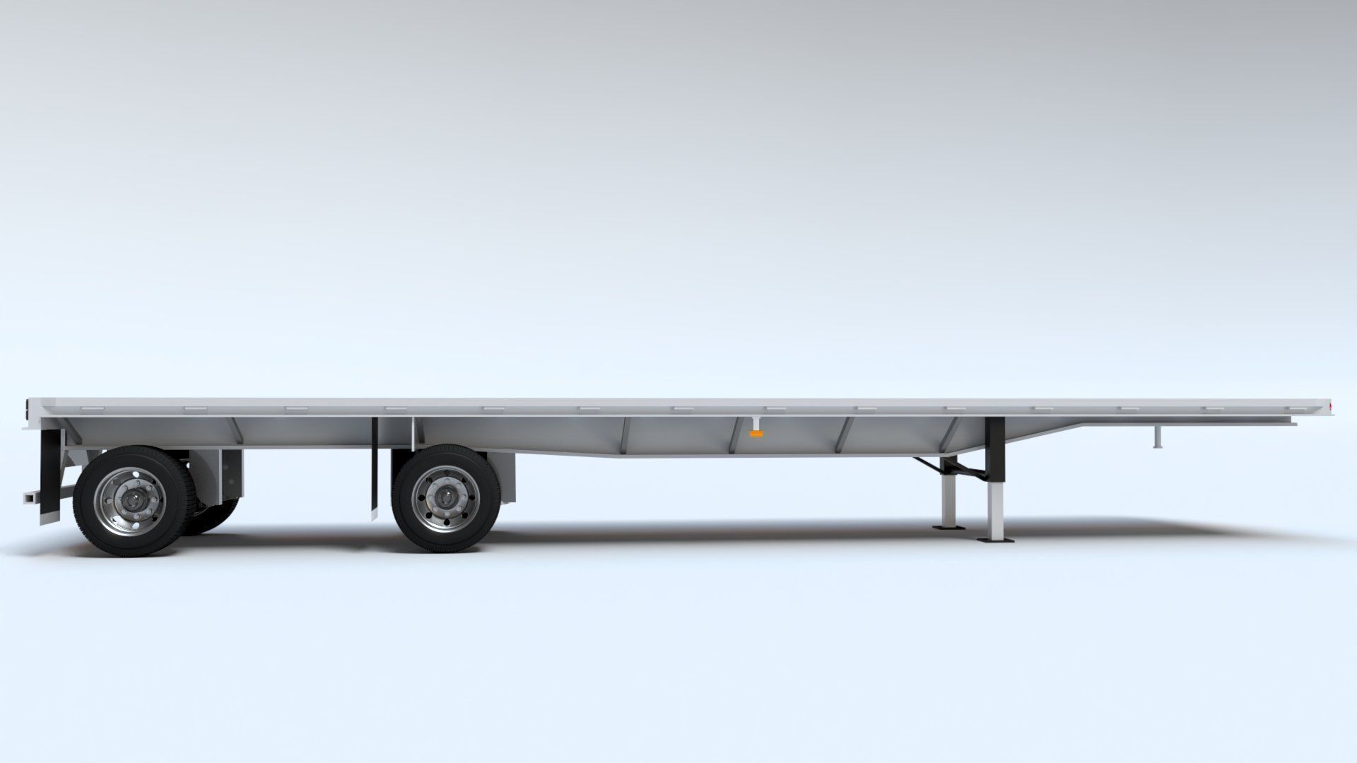 Flat Bed Trailer for a DAF XF Truck Low-poly 3D model_2
