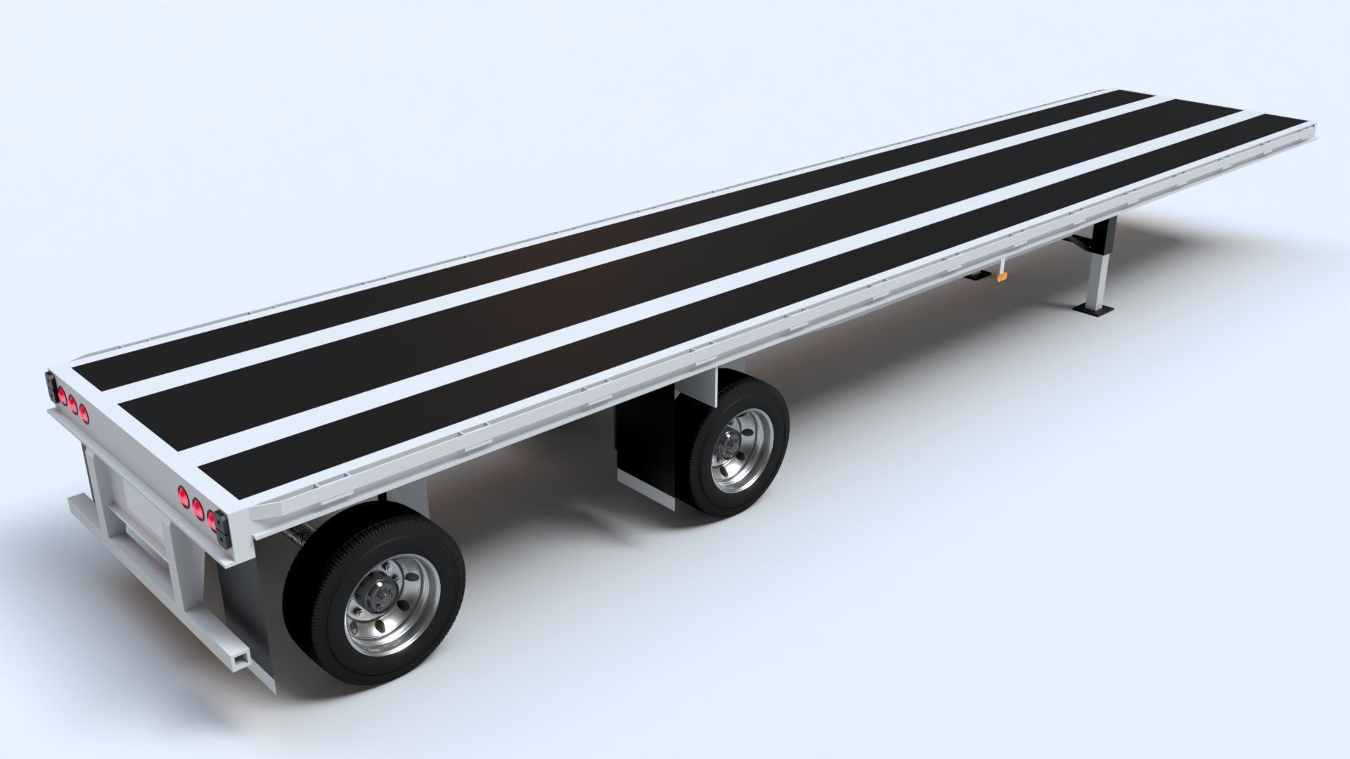 Flat Bed Trailer for a DAF XF Truck Low-poly 3D model_3