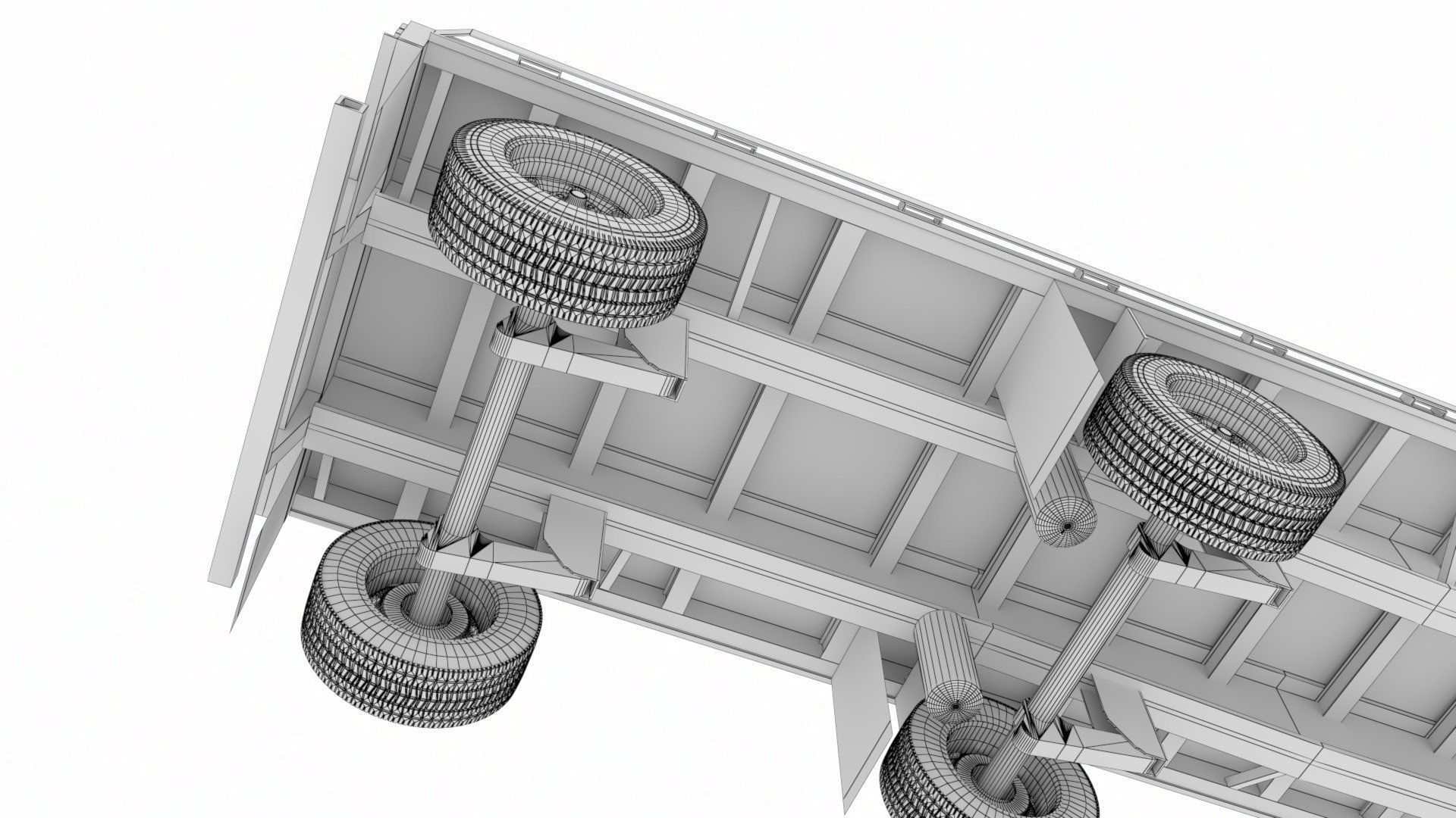 Flat Bed Trailer for a DAF XF Truck Low-poly 3D model_17