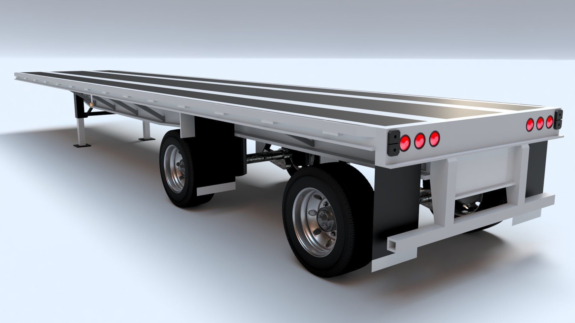 Flat Bed Trailer for a DAF XF Truck Low-poly 3D model_4