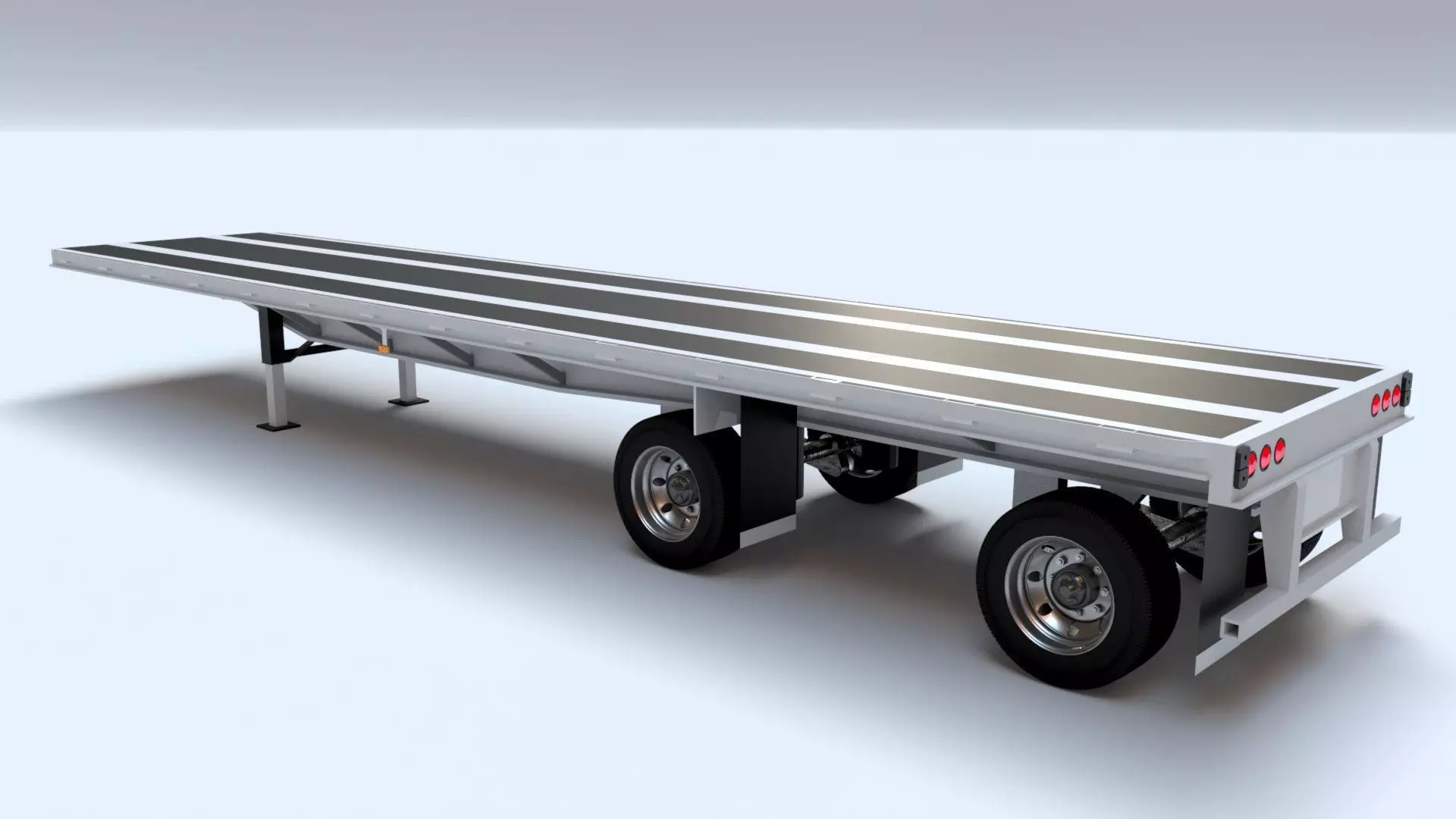 Flat Bed Trailer for a DAF XF Truck Low-poly 3D model_0