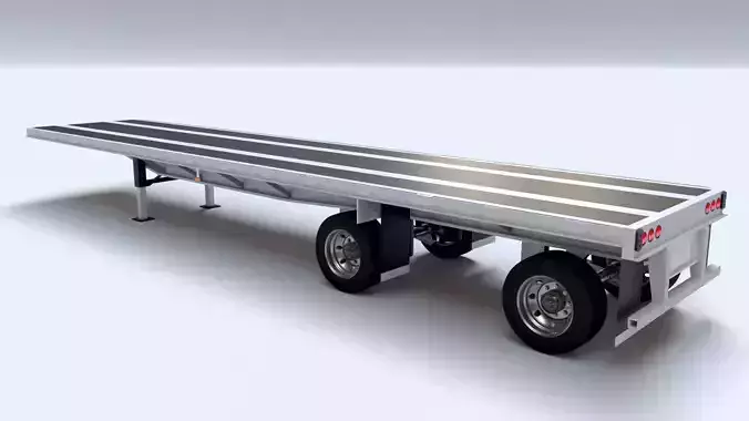 Flat Bed Trailer for a DAF XF Truck Low-poly 3D model