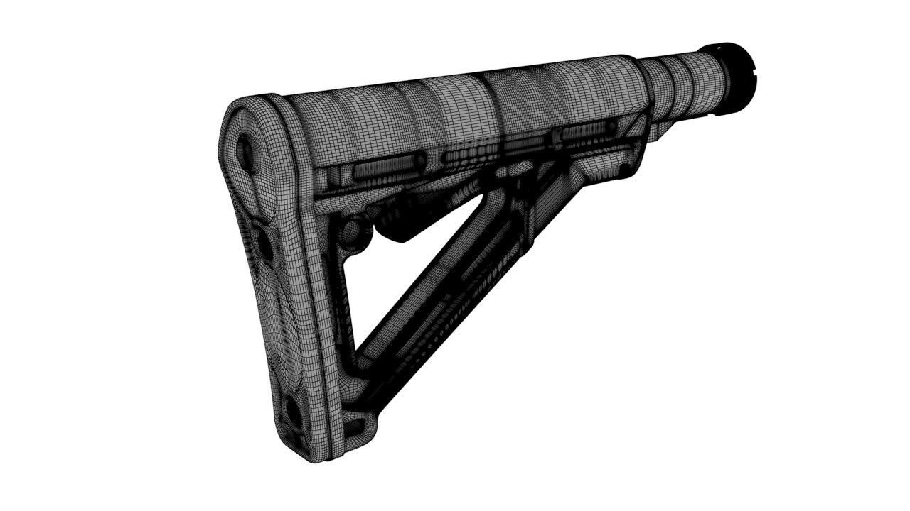 CTR Buttstock AR Rifle Hih-poly Mesh kit Gun Weapon Stock 3D model_8