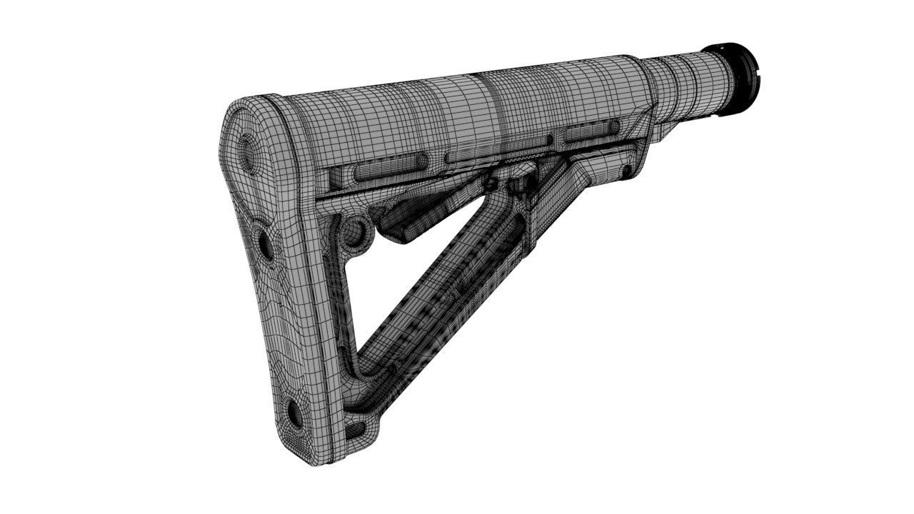 CTR Buttstock AR Rifle Hih-poly Mesh kit Gun Weapon Stock 3D model_7