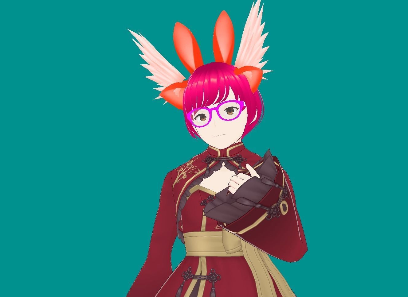 Enchanting Anime Girl with Adorable Ears Low-poly 3D model_20