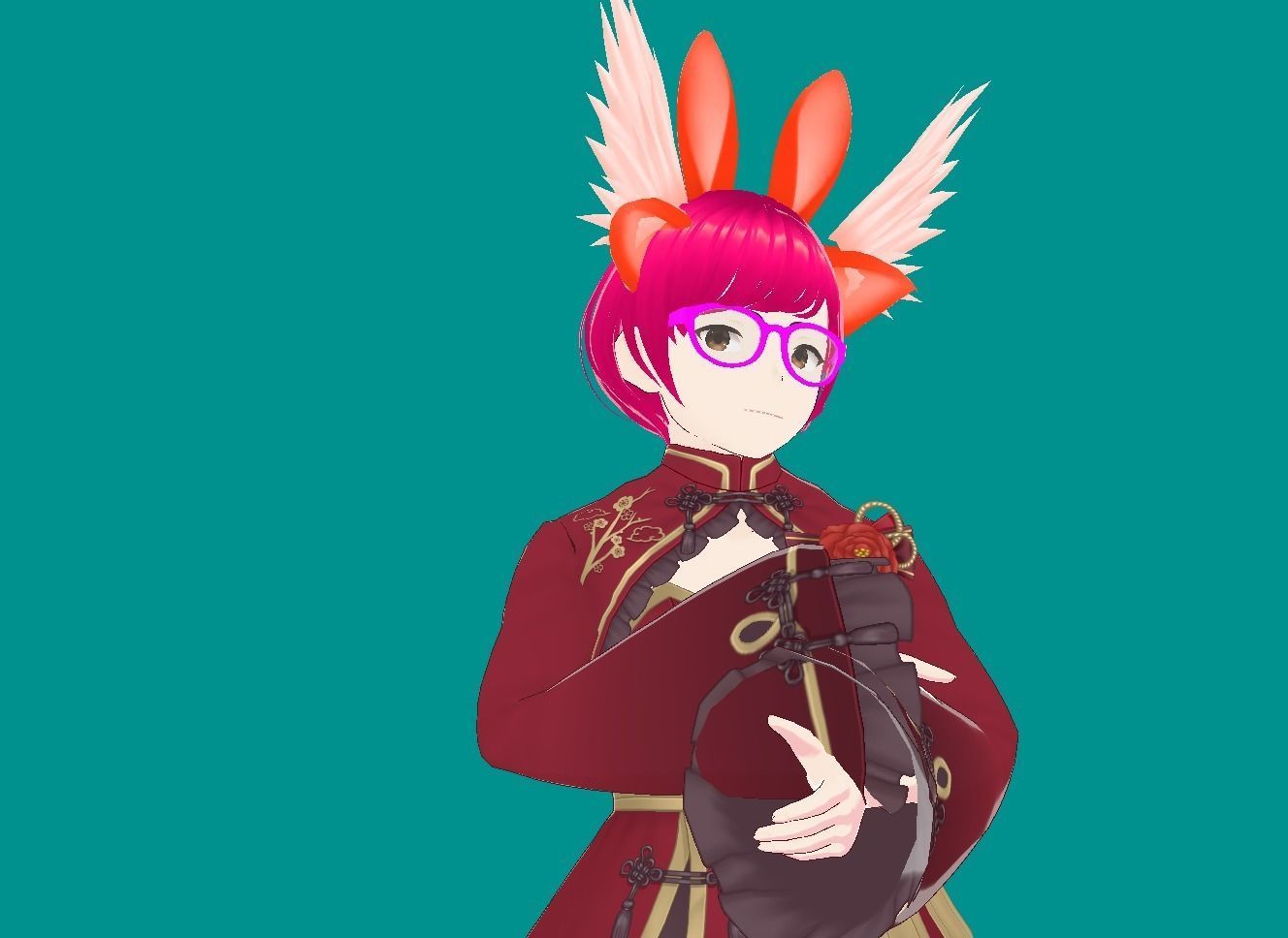 Enchanting Anime Girl with Adorable Ears Low-poly 3D model_19