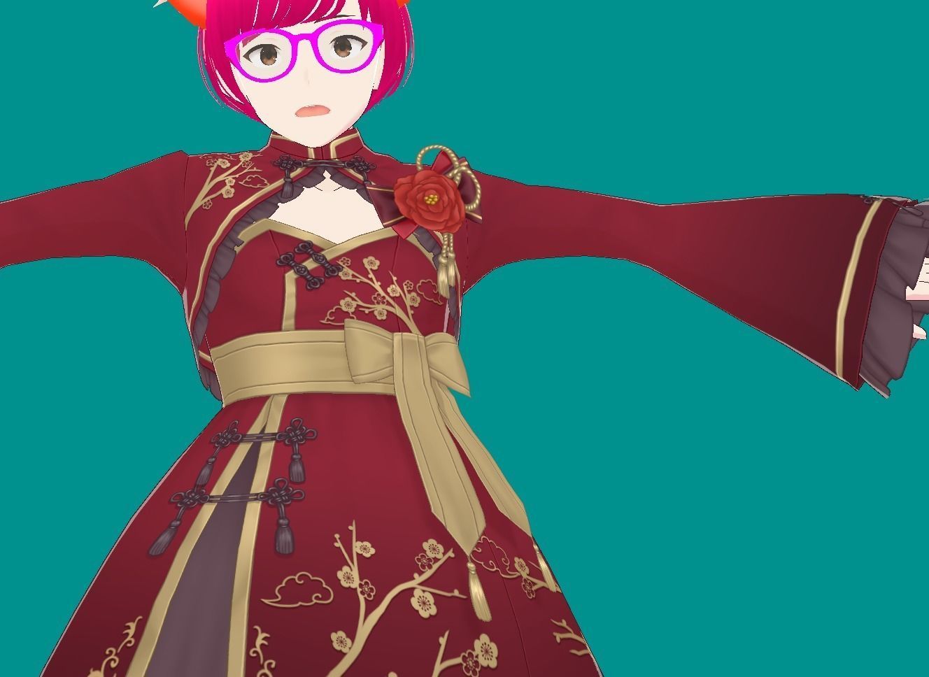 Enchanting Anime Girl with Adorable Ears Low-poly 3D model_23