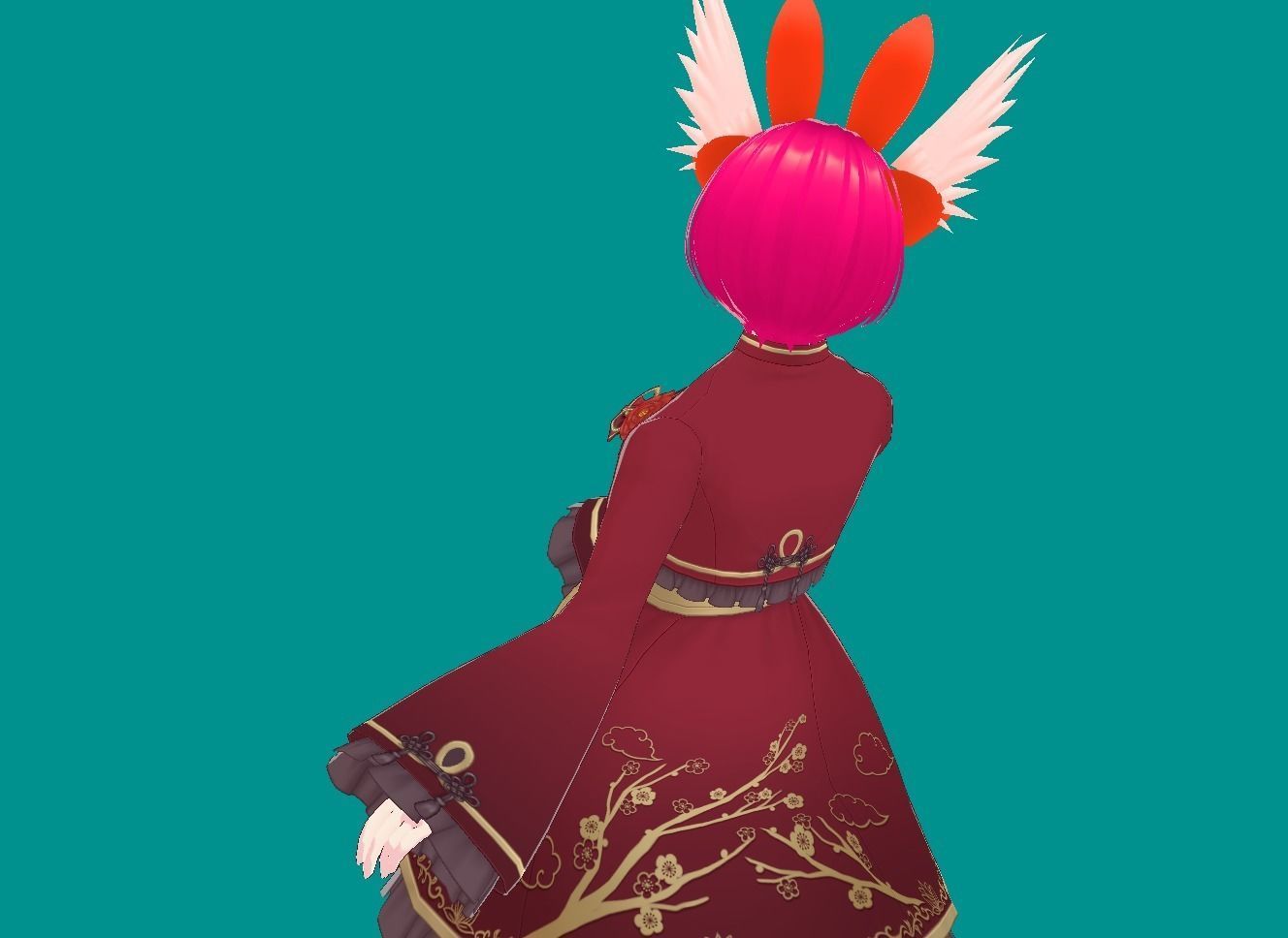 Enchanting Anime Girl with Adorable Ears Low-poly 3D model_17