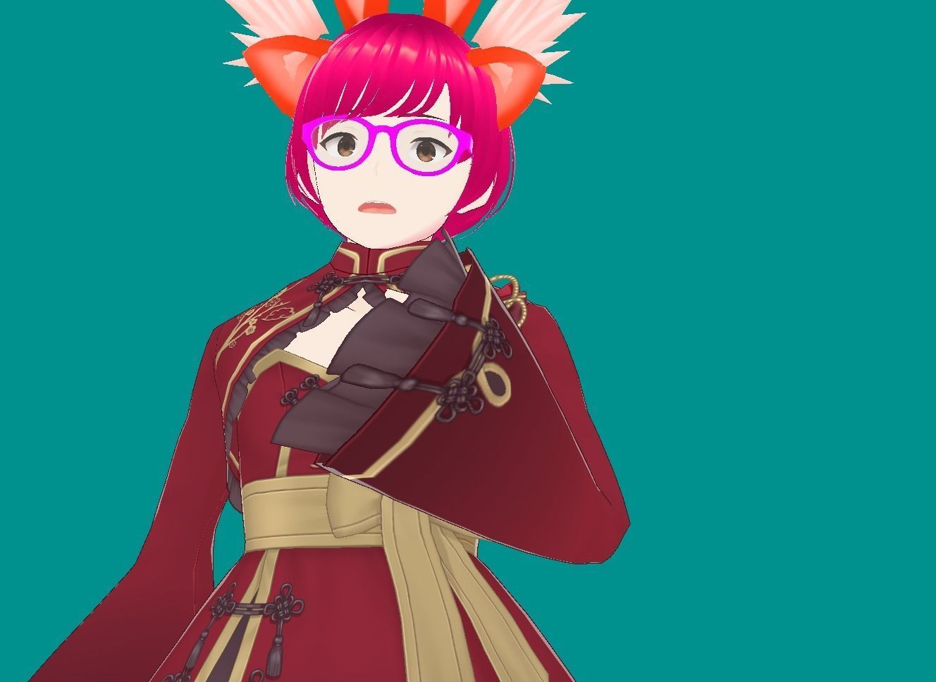 Enchanting Anime Girl with Adorable Ears Low-poly 3D model_25