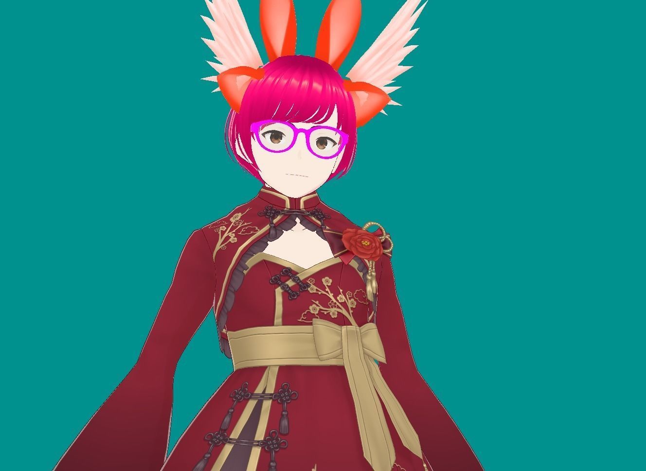 Enchanting Anime Girl with Adorable Ears Low-poly 3D model_2