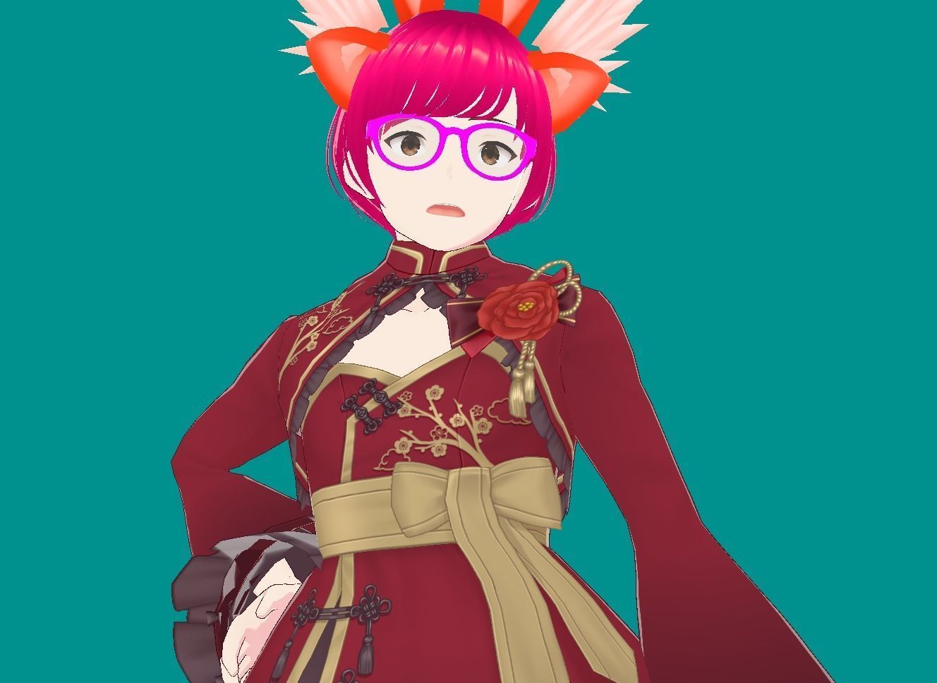 Enchanting Anime Girl with Adorable Ears Low-poly 3D model_24