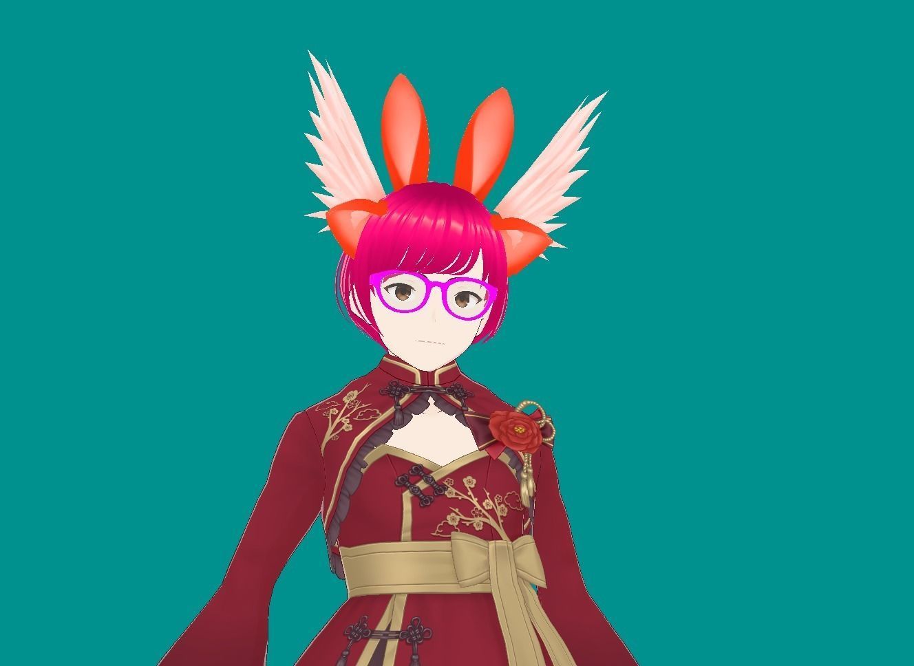 Enchanting Anime Girl with Adorable Ears Low-poly 3D model_1