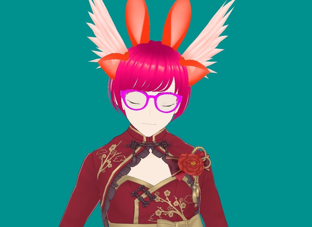 Enchanting Anime Girl with Adorable Ears Low-poly 3D model_6