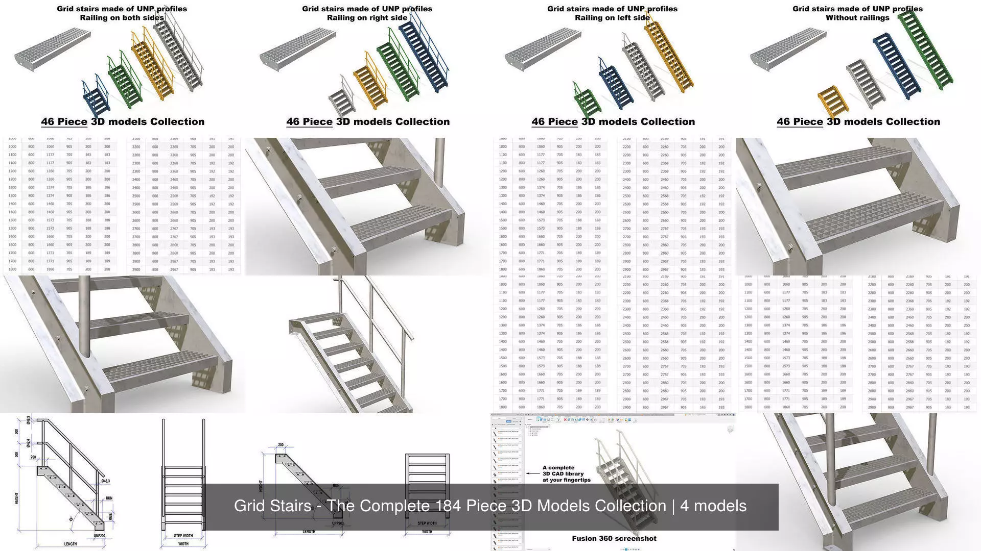 Grid Stairs - The Complete 184 Piece 3D Models Collection _0