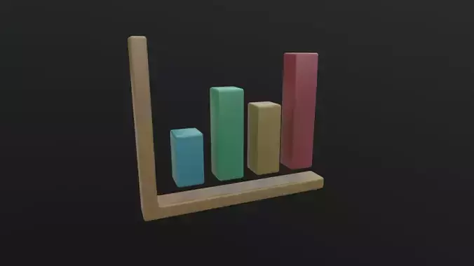 Bar Graph Icon 3D Model Low-poly 3D model