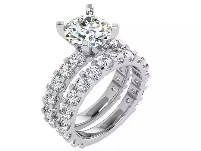 Round Diamond Wedding Set 4432