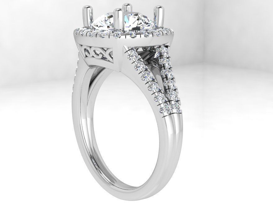 Round Halo Basket Setting Ring 4435 3D print model_3