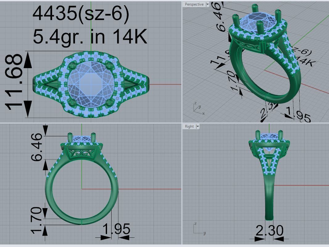 Round Halo Basket Setting Ring 4435 3D print model_5