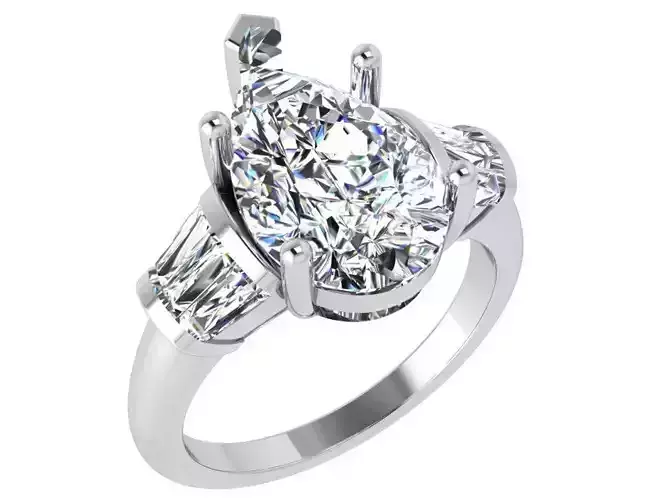 Three Stone Pear Cut Basket Setting Ring 4440