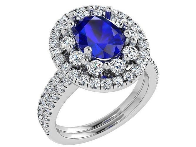Oval Double Halo Ring 4443 3D print model