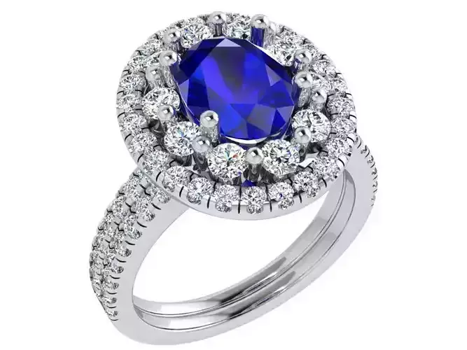 Oval Double Halo Ring 4443 3D print model