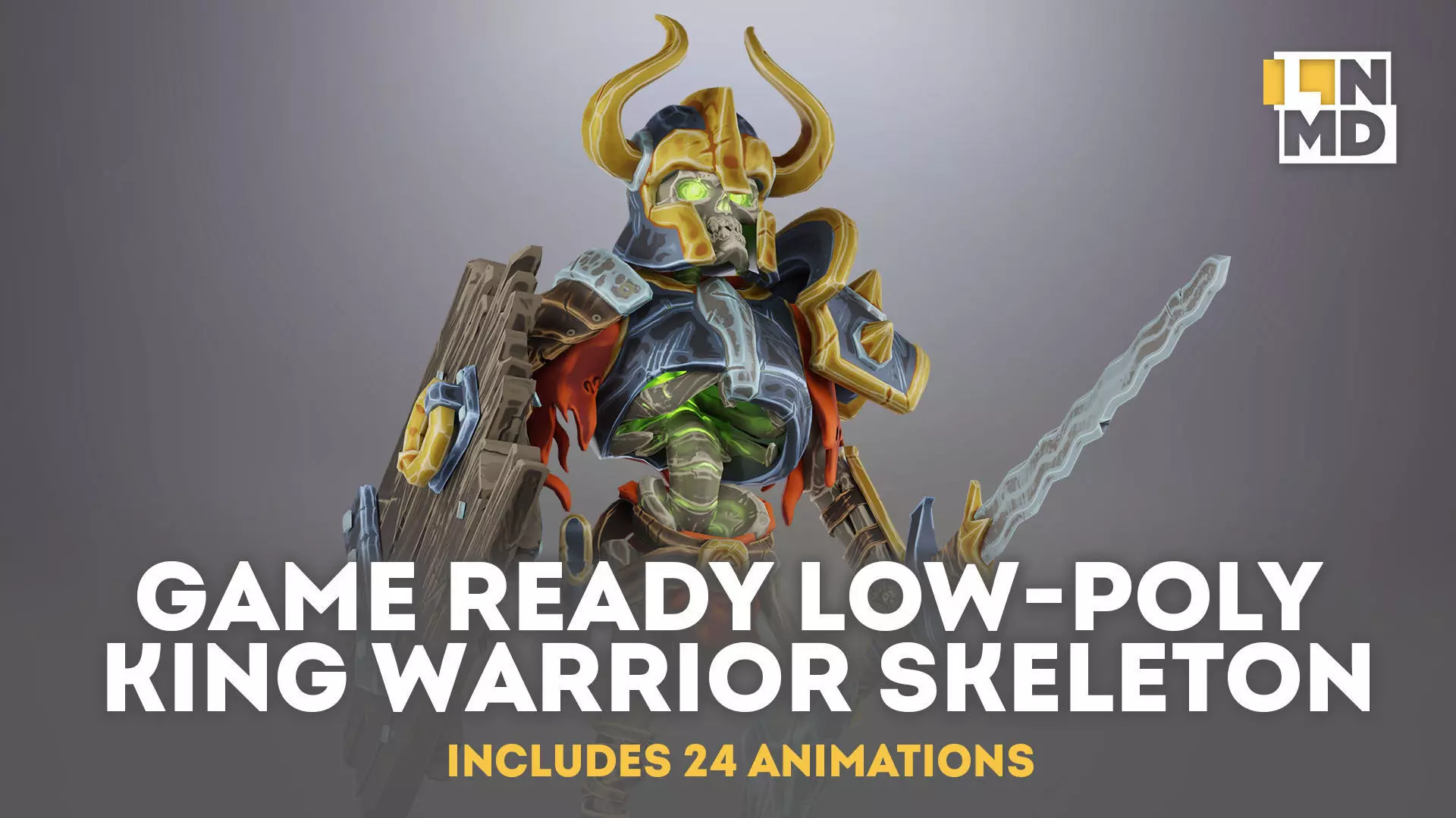 Animated Game Ready King Warrior Skeleton Character  Low-poly 3D model_0