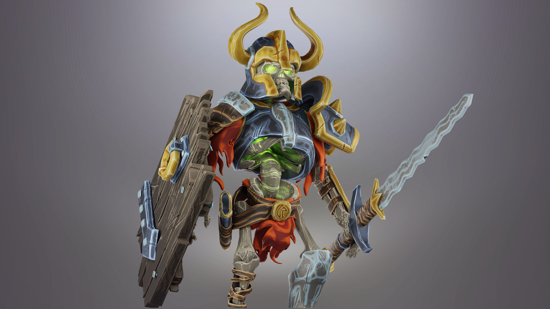Animated Game Ready King Warrior Skeleton Character  Low-poly 3D model_2