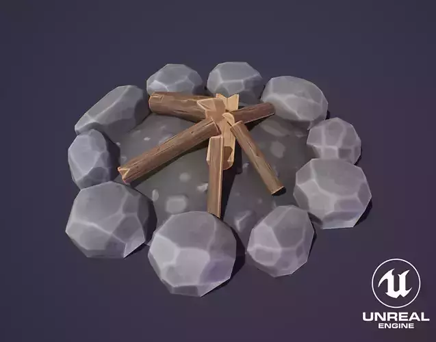 Stylized Campfire Low-poly 3D model