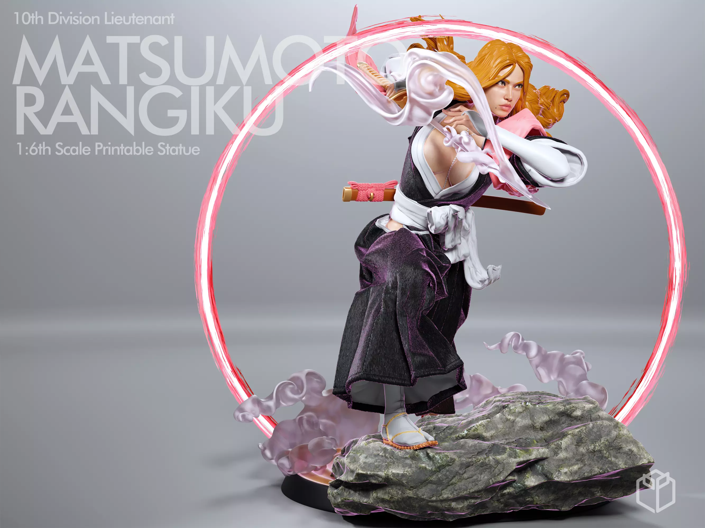 Bleach Rangiku Figurine Statue Hollowed Supported 3D Printable 3D print model_0